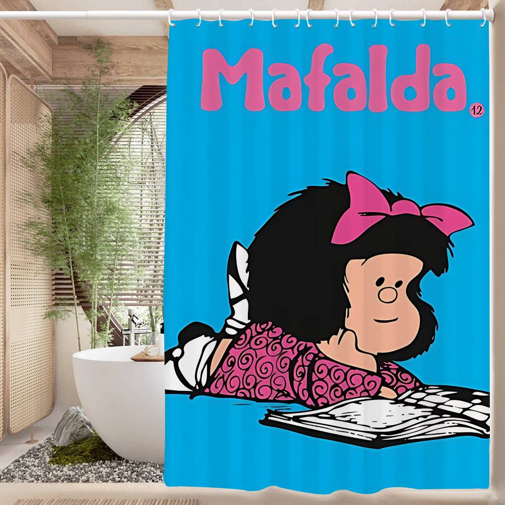 Cartoon Mafalda Bathroom Shower Curtain Shielding Partition Shower Curtain Quick Dry Can Be Scrubable Light Opaque Bath