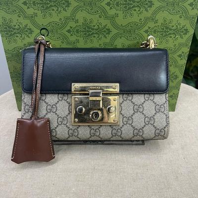 [Pre-Owned] Padlock Moonlight Treasure Box Series Metal Lock Logo Canvas And Leather Crossbody Bag Small - Very Good #1EGZMR3