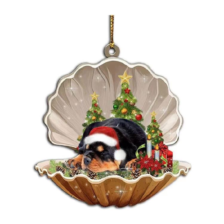 Christmas Hanging Ornaments for Car Tree Shell Sleeping Dog Acrylic Pendant