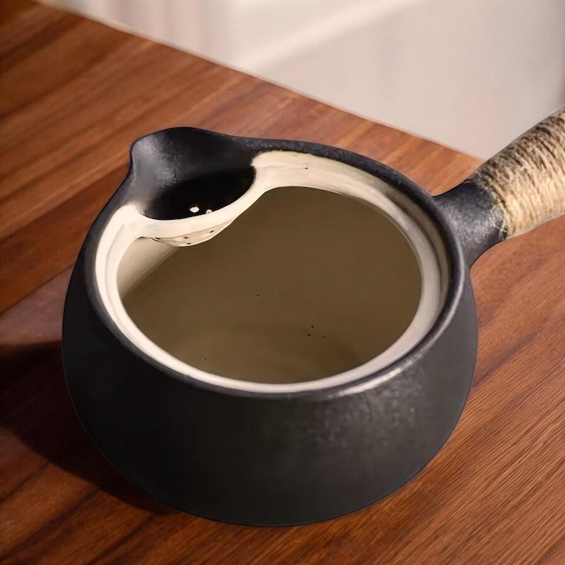 Ceramic Tea Pot with Candle Warmer Kitchenware Kungfu Teapot Set Minimalist Black Ceramic Tea Kettle