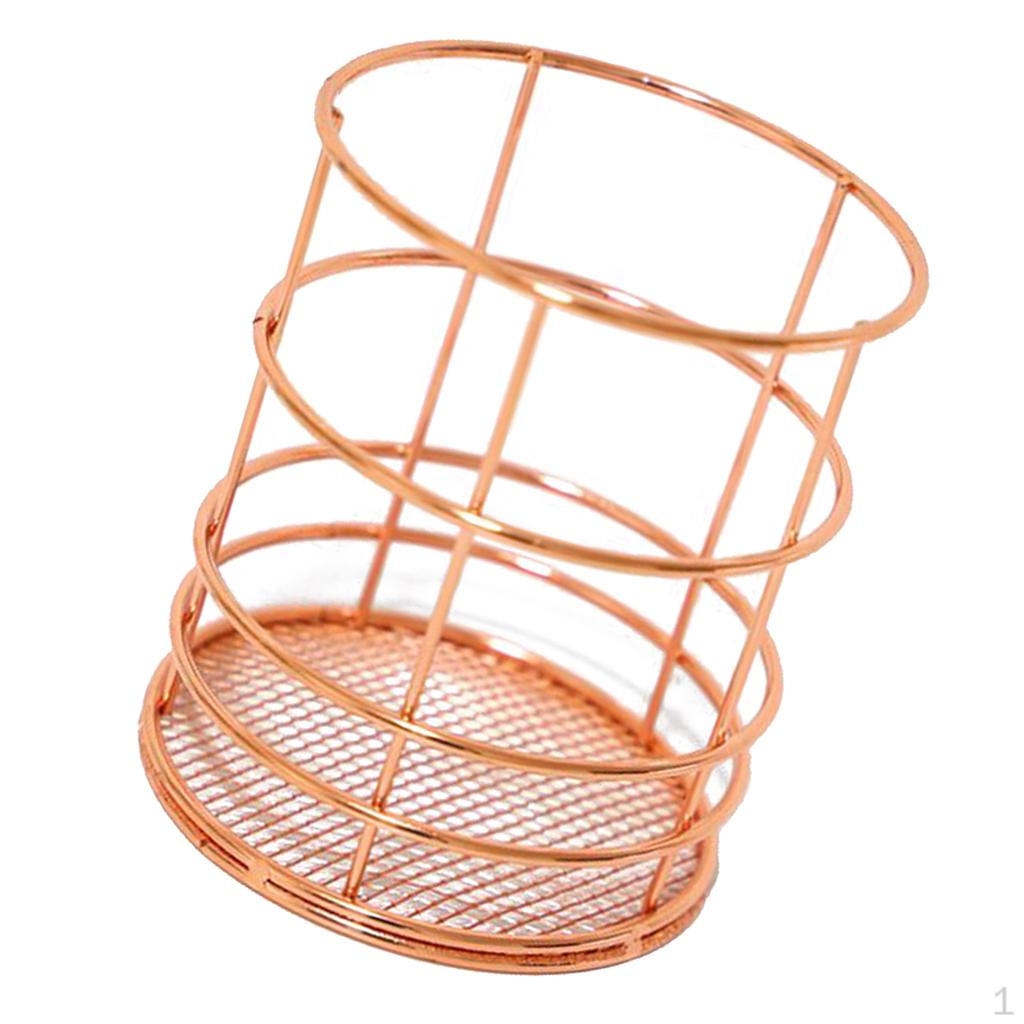 

Desktop Countertop Organizer Makeup Gardern Wire Storage Basket Rose Gold Round