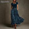 Plus Size Vintage Velvet Paisley Overalls Elegant Dress Women's Maxi Gown