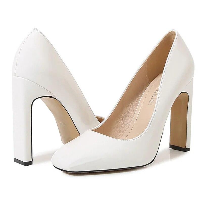 Dámská pracovní obuv Vysoký podpatek Kancelářské módní Svatební svatební boty z lakované kůže 7,5 cm podpatek WZ