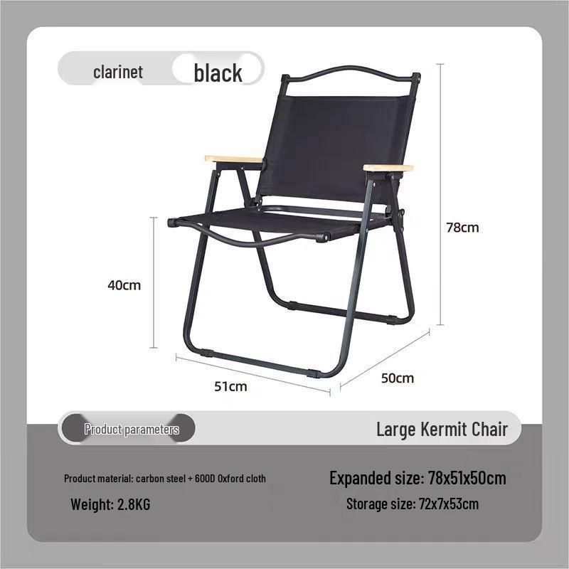 Přenosné skládací venkovní křeslo s opěrkou pro kempování, piknik, grilování, rybaření a kreslení