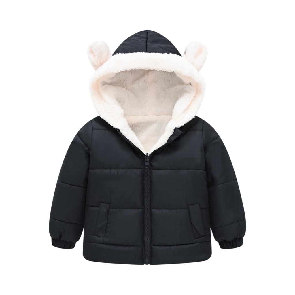 Kids' Ear Pocket Coat - Solid Color Short Cotton Jacket