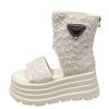 Fashion 8CM Hollow Platform Flats Sandals Women Bling Punk Shoes Casual Summer Boots Designer Loafers Trend Sport ZIP Sandalias Mujer