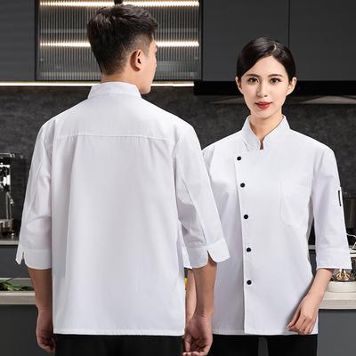 Three-quarter Sleeve Chef Overalls Men's Four Seasons Suitable for Hotel Kitchen Chef Overalls Women's Wear-resistant and Washable