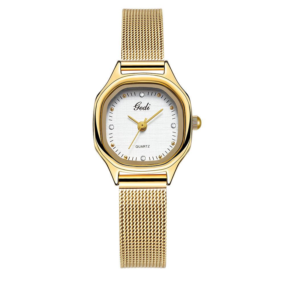 Stainless Steel Mesh Strap Watch Fashion Cloth Disc Quartz Watch Niche High-End Women'S Watch
