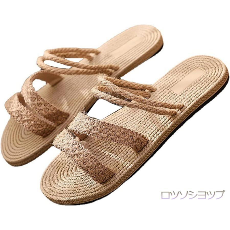 

Sandals, Flat Sandals, Women s, Lightweight, Hemp, Cute, Room Shoes, Resort, Sea, Pool, Quiet, Non-Slip, For Guests, Room Use, Slippers