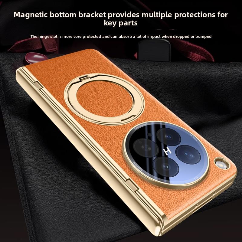 For OPPO Find N6 Case Luxury PU Leather Ring Stand Magnetic Wireless Charging Protective Back Cover For Find N6 N 6 Phone Shell