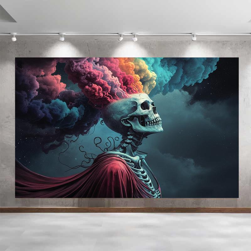 Party Backdrop Smoking Skull Smoke Canvas Seasons Event Event Backdrop Decoration Party Decor