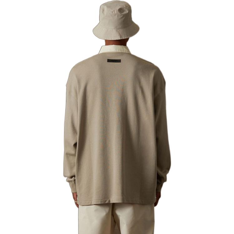 Fear of God Essentials Fall-Winter 2022 Henley Rugby Long Sleeve Polo With Flocked Numbers Unisex Tops Smoke FOG-FW22-097