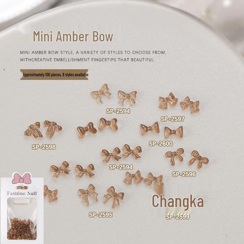 

Amber Resin Bow Nail Art Decorations - 100 Mini Pieces