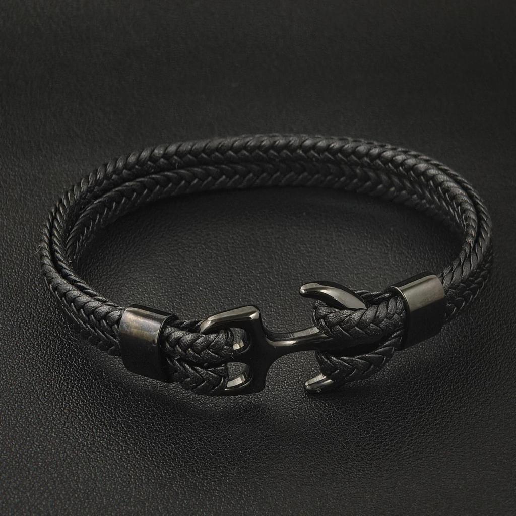 2026 Men's Anchor Bracelet Vintage Woven Leather Rope Multilayer Leather Bracelet