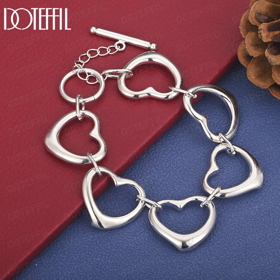 

Модный браслет-сердце из стерлингового серебра 925 пробы, свадебное украшение 20cm