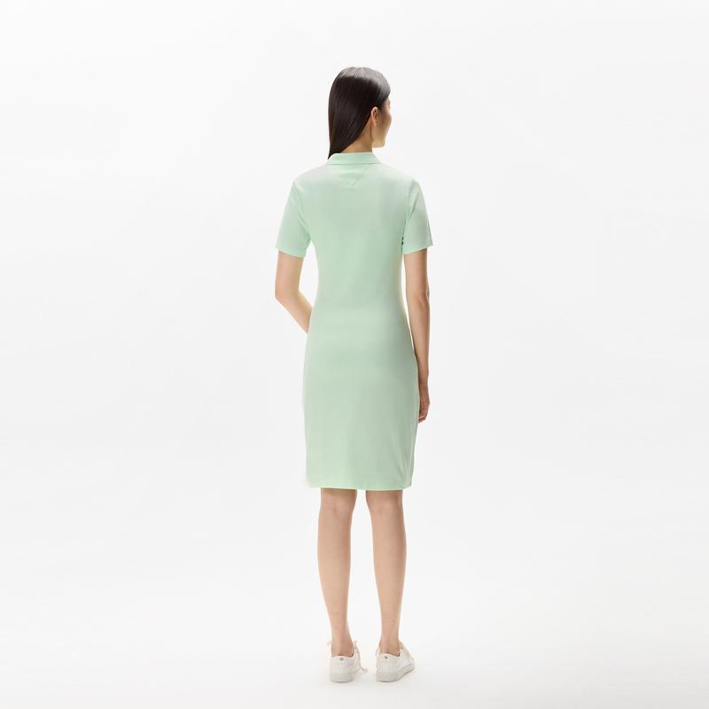 Tommy Hilfiger Classic Casual Old Money Style Slim Fit Polo Dress Women Dresses Light-Green WW0WW43228