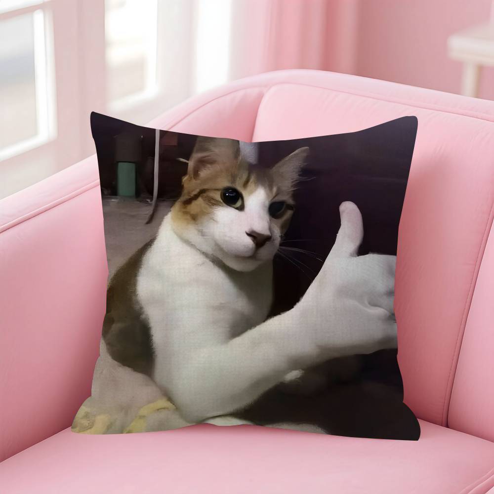 Funny Cat MMeme  Personalized Pillow Cover Kids Bedroom Wild Party Decor Pillowcase Kid Birthday Shower Gift