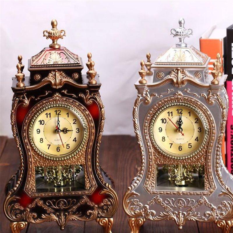 12 Songs Antique Clock Tower Shaped Table Clocks Classical Decoration Swing Clock Living Room TV Cabinet Desk Clock
