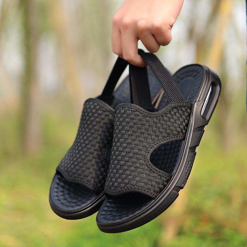 Summer men's round head fabric casual shoes elastic band breathable open-toed men's beach shoes Origin