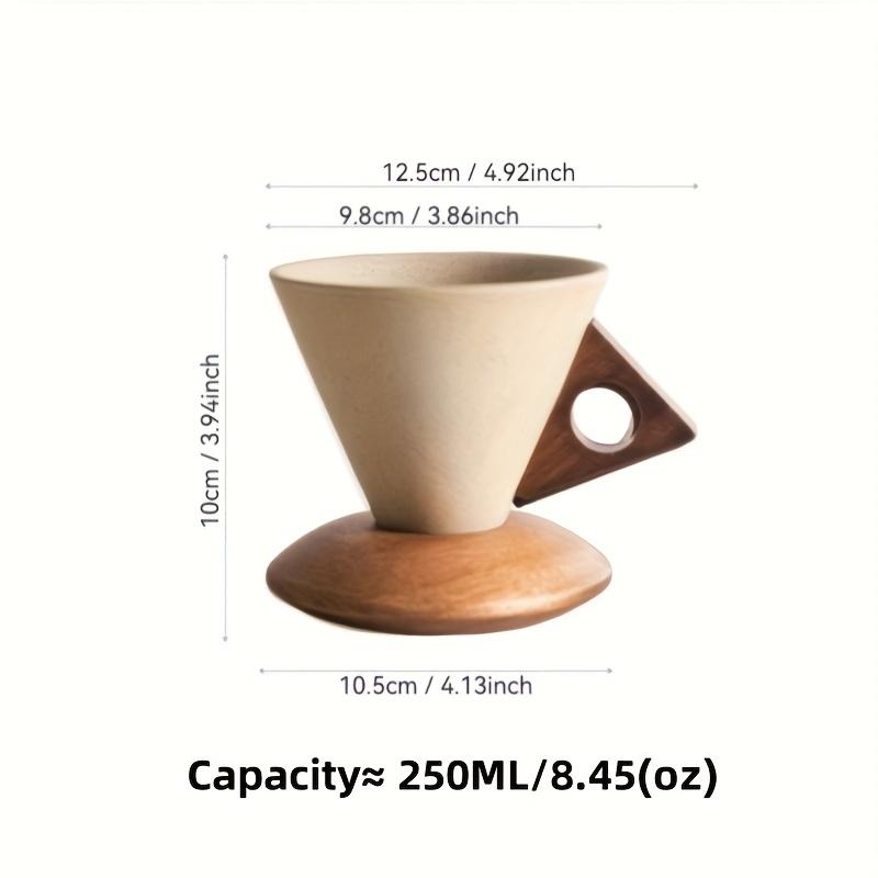 [Ručně vyráběný keramický hrnek na kávu] 1 Ručně vyráběný keramický hrnek na kávu 250 ml/8,45 oz - Unikátní design trojúhelníkového kužele, Ideální pro domácí nebo kancelářské použití
