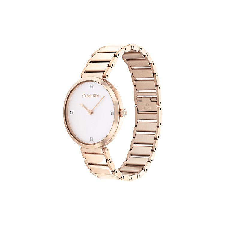 Calvin Klein Quartz Watch Stainless Steel Strap Pink Dial Gift Box Simple Small Rhinestone Watch Women watches silver 25200138