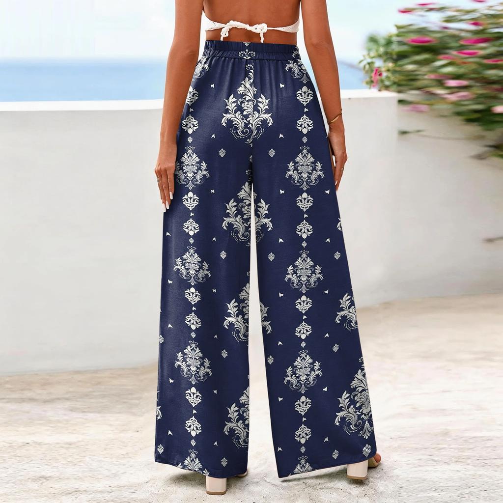 Women's Wide-Leg Casual Flowy Floral Print Pants