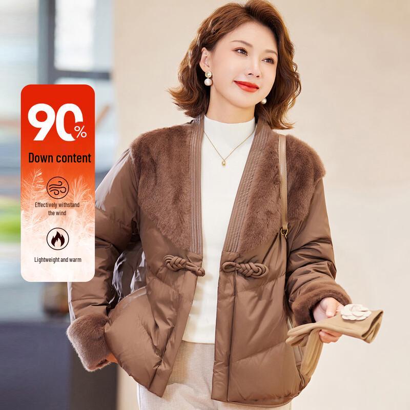 Women's Chinese Style Plush Splice Down Jacket