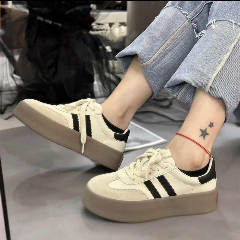 Dexun shoes women's 2025 spring and autumn new shoes women's breathable platform white shoes sports popular board shoes