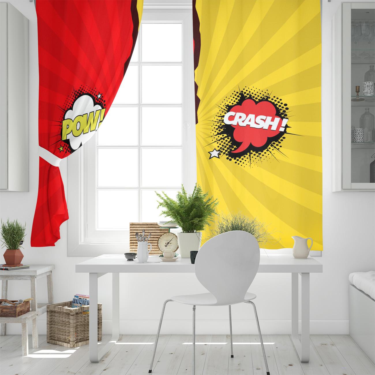 Американский комикс взрыв красный желтый новые простые шторы украшение дома шторы — фото 4