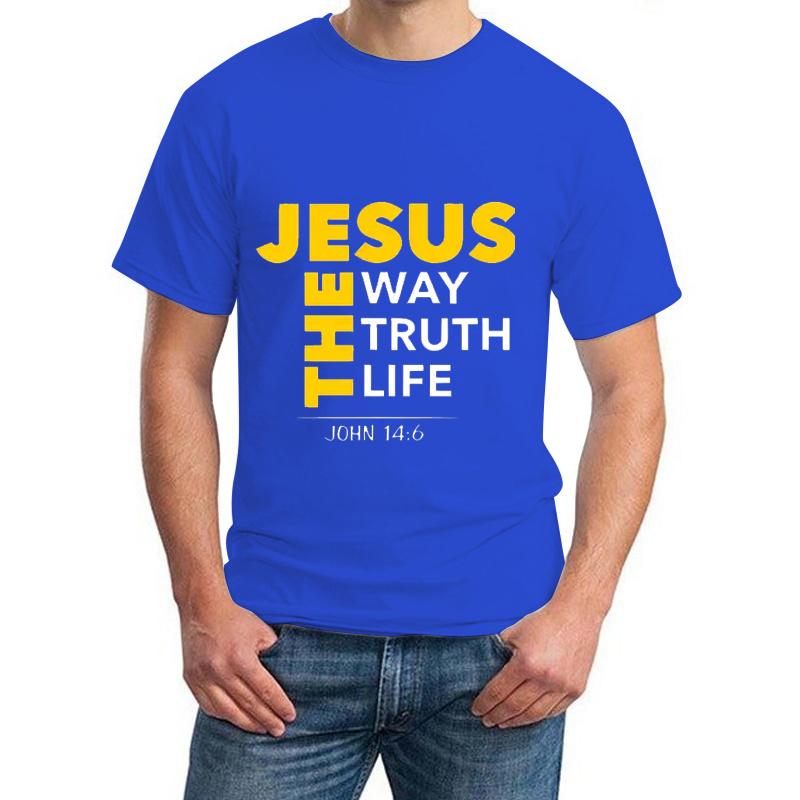 Ježíš Cesta Pravda Život Potisk Tričko Pánské Biblické Verše Oblečení Ležérní Trička s Krátkým Rukávem Léto Křesťanství Bůh Ježíš Trička