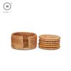 Homlly Basic 100% Natural eco-friendly Hand Made Rattan Coaster Set (6pcs) with Coaster Box