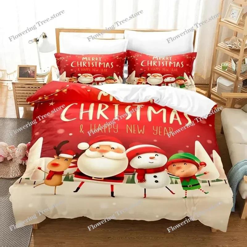 Merry Chrismas Santa Bedding Set Boys Girls Twin Queen Size Duvet Cover Pillowcase Bed Kids Adult Fashion Home Textileextile029