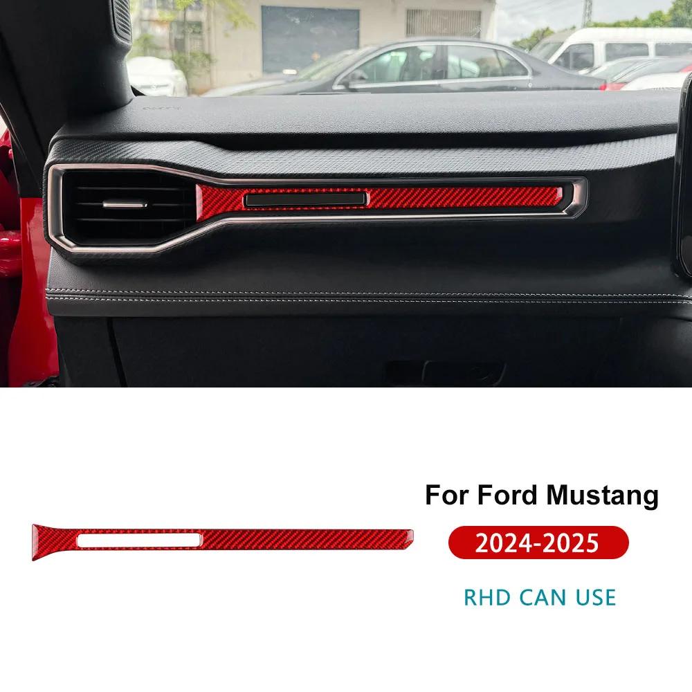For Ford Mustang GT Dark Horse EcoBoost 2024 2025 2026 LHD RHD Real Soft Carbon Fiber Sticker Car Center Console AC Outlet Trim
