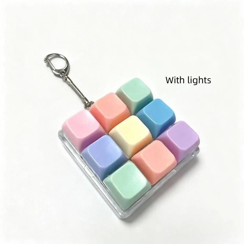 Cute Pastel Keyboard Fidget Toy Keychain With Clickable Buttons For Daily Stress Relief