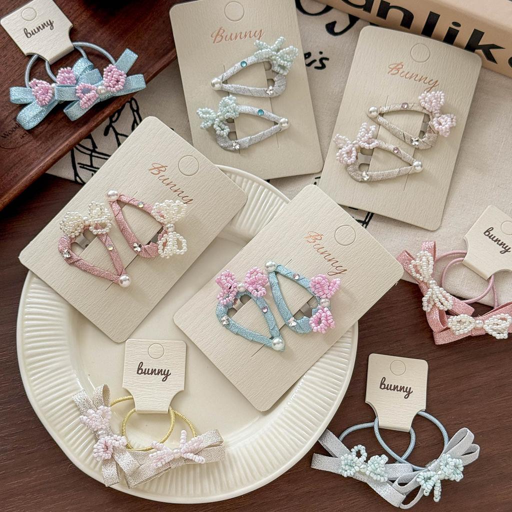 Korean Pearl Bow Rhinestone Love Hairpin Hair Ring High-end Temperament Does Not Hurt The Side of The Hair The Girl's Hairpin