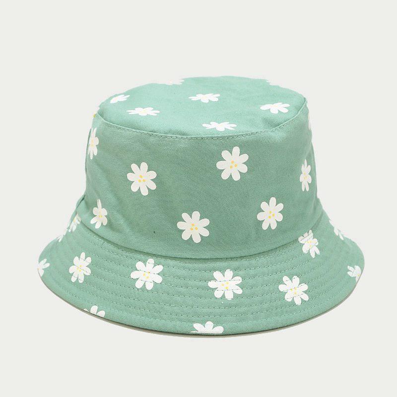 

Feminine Flower Design Fisherman Cap With Wide Brim For Summer Sun Protection And Casual Style зелений