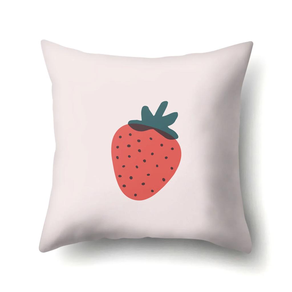 Dekorativer Kissenbezug mit Wassermelonen-Erdbeer-Kiwi-Zitronen-Motiv, Obstmuster, Kissenbezug, Heimdekoration für Sofa, Bett, Wohnzimmer, 45 x 45 cm