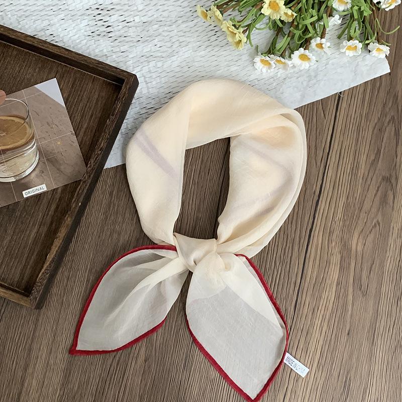 Silk scarf square scarf high-end summer solid color soft fashion scarf with shirt thin scarf scarf shawl