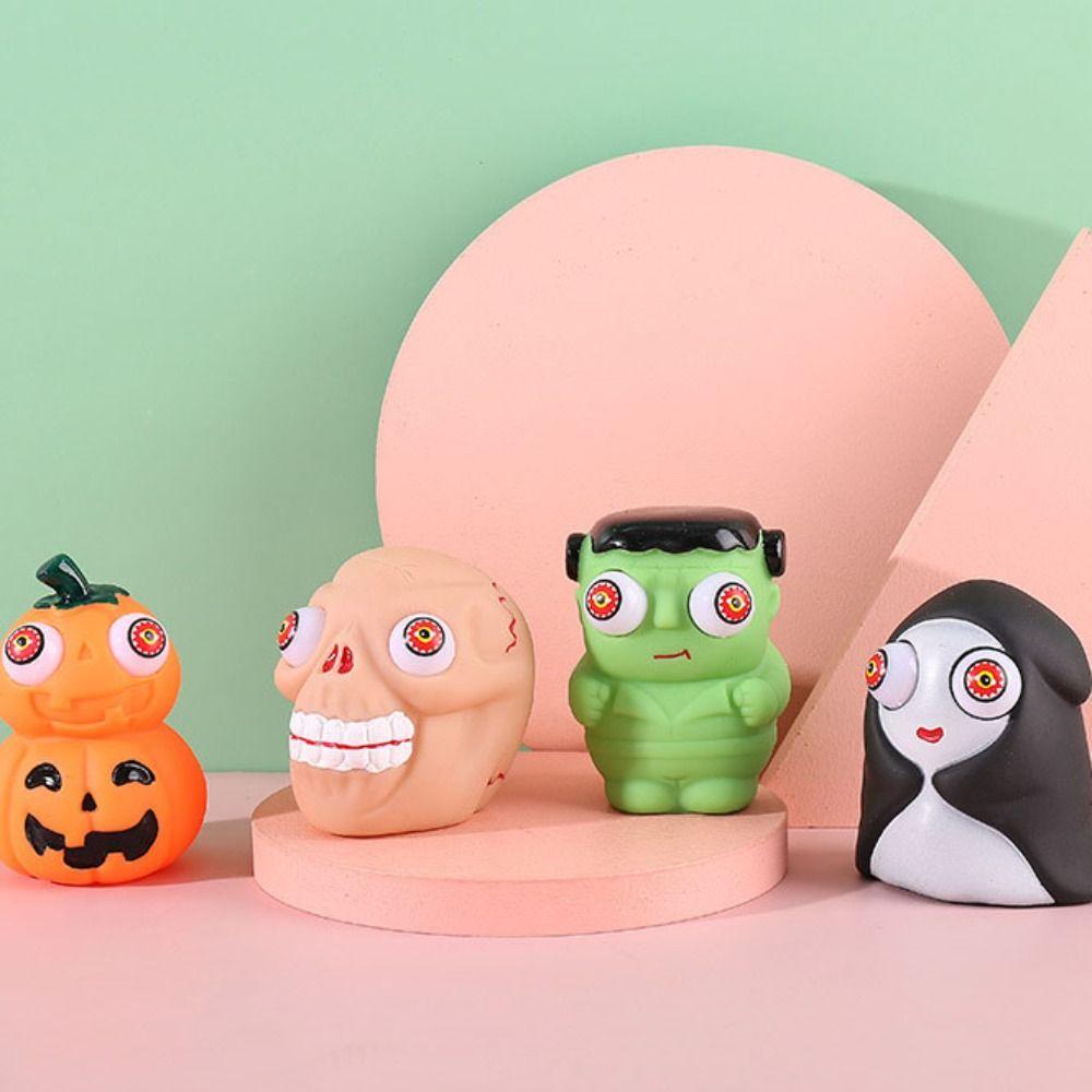 Relief Stress Pumpkin Ghost Head Squeeze toy Slow Rebound Halloween Eye-popping Toy   Children Toys