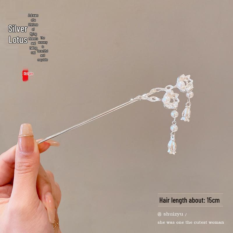 Ancient Chinese-Style Hanfu Hair Accessories: Elegant Updo Hairpins with Tassels for Women