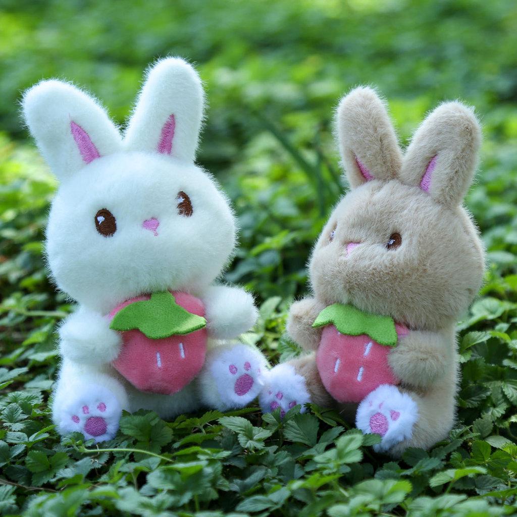 Plush Bunny Keychain With Strawberry Design For Girls Gift And Bag Decoration