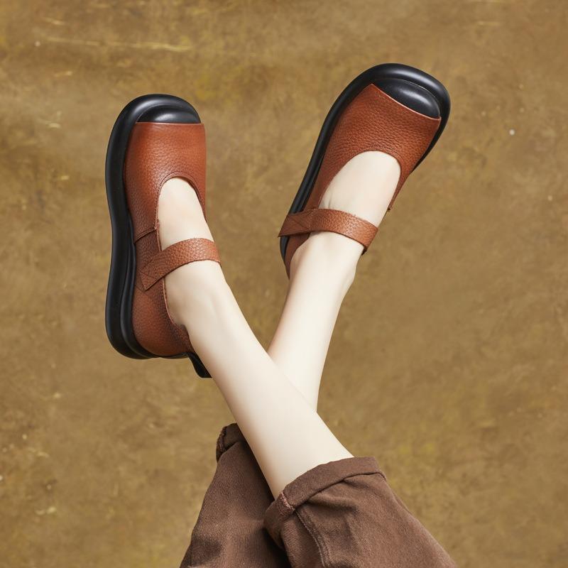 Cow Leather Loafers Ladies Luxury  Mary Janes Women Flats Casual Leisuer Daily Oxford Shoes Mother's Square Toe Footwear