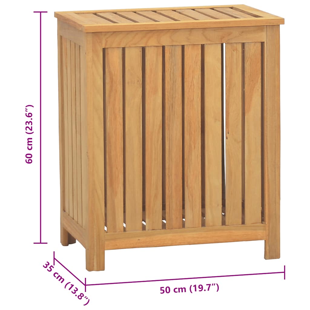 Laundry Basket 50 x 35 x 60 cm Solid Teak Wood