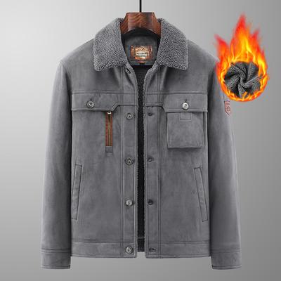 Automne et Hiver Vêtements Chauds en Polaire pour Hommes Vêtements Décontractés à Revers Amples pour Hommes d'Âge Moyen et Âgés Veste en Laine d'Agneau