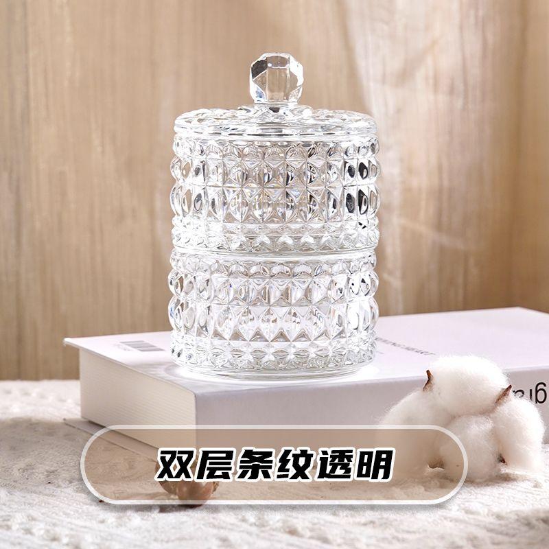 European Creative Luxury Crystal Glass Candy Jar with Lid Dried Fruit Jar Jewelry Storage Box Home Decoration Storage Jar