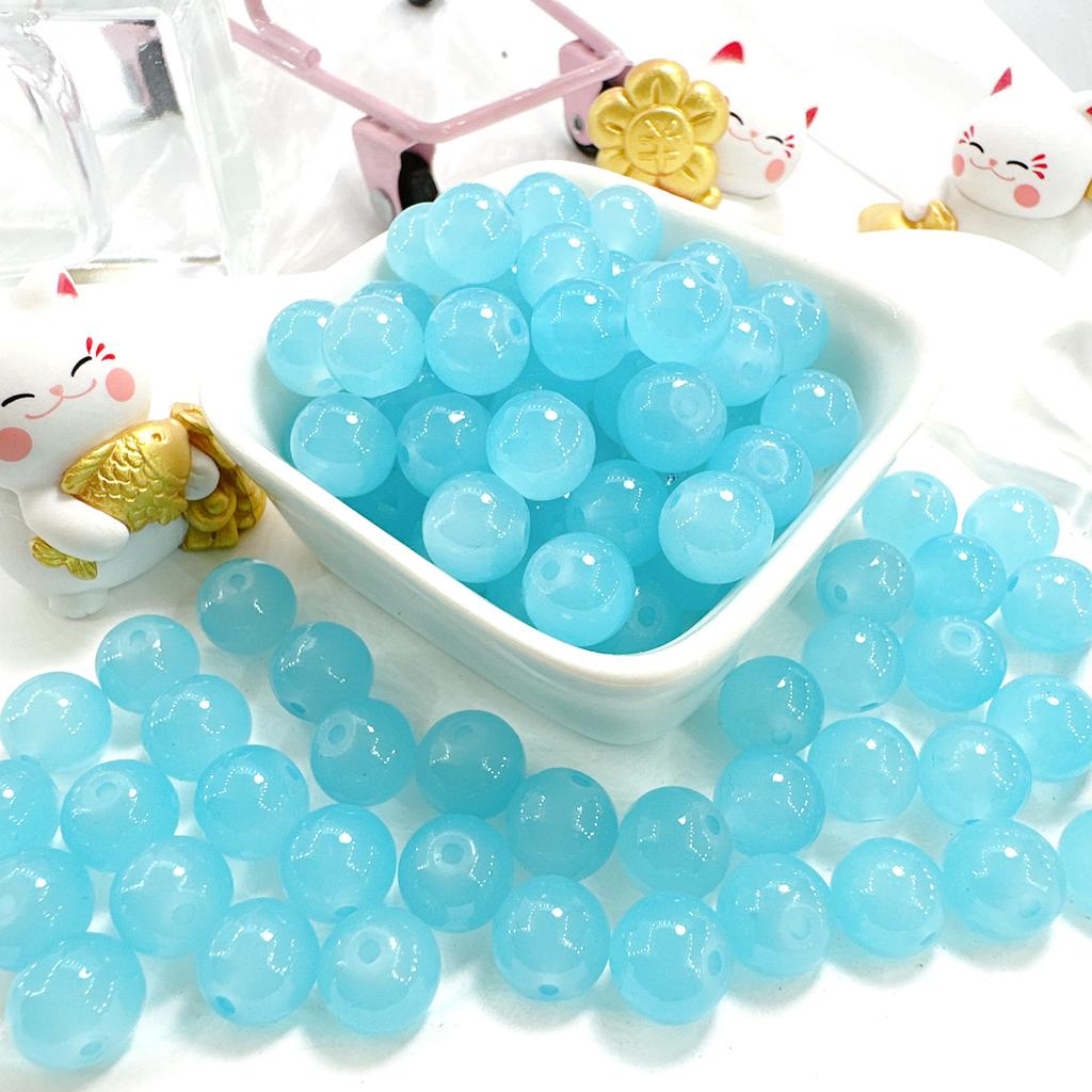 10mm Crackle Glass Round Beads, Loose Spacer Beads DIY Accessories for Bracelet Making 50pcs