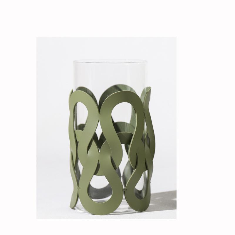 Danish Woven Leather Glass Vase - Handmade Decorative Piece for Home & Dining Room