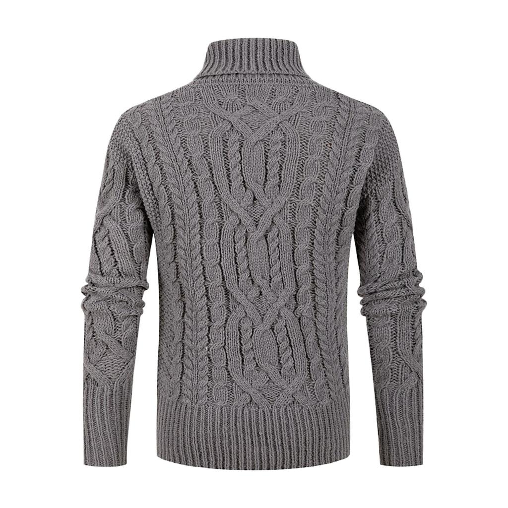 European And American Men's Knitting Pullover Hooded Top Slim Button Sweater