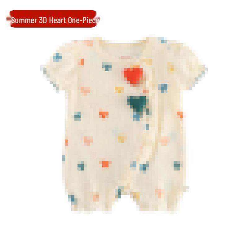 Infant Short Sleeve Cotton Jumpsuit - Cute Cartoon Design for Summer