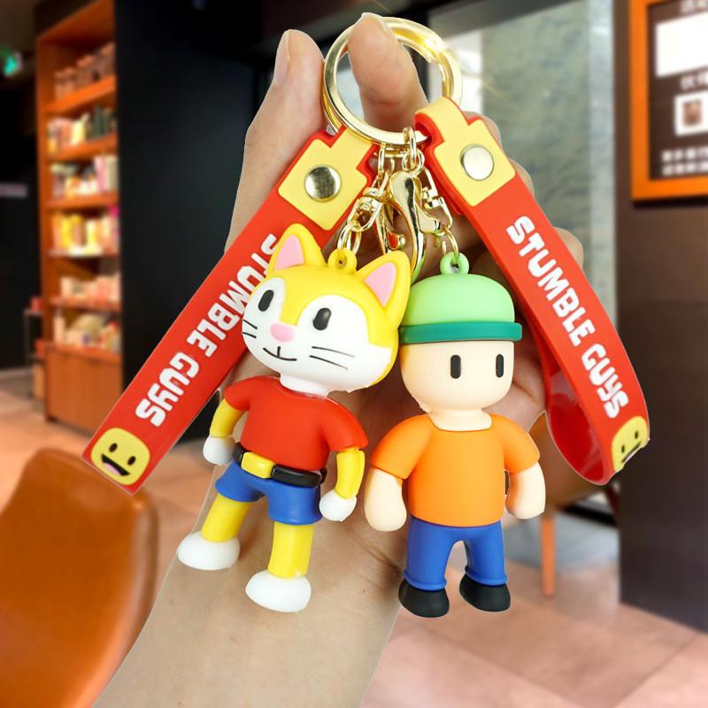 Adorable Cartoon Stumble Guy Keychain Cute Rubber Bag Charm Key Accessory